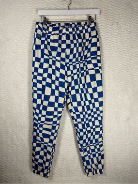 Melody Ehsani Bright Blue & White Checkerboard Joggers! Umm 🔥🔥🧡🧡